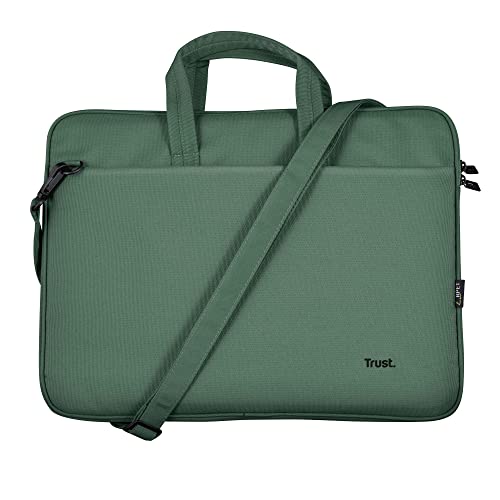 Trust Bologna Sustainable Slim Laptop Bag 16 Inch with Shoulder Strap, Eco Bag, Recycled Plastic Laptop Case, RPET Work Bag, Lightweight Carrying Case for Travel, Business, Office, School - Green Trust Bologna Sustainable Slim Laptop Bag 16 Inch with Shoulder Strap, Eco Bag, Recycled Plastic Laptop Case, RPET Work Bag, Lightweight Carrying Case for Travel, Business, Office, School - Green