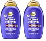 OGX Biotin & Collagen Shampoo (385 ml), kräftigendes Haarshampoo für feines & dünnes Haar, mit Vitamin B7 Biotin & Kollagen, ohne Sulfate (Packung mit 2)