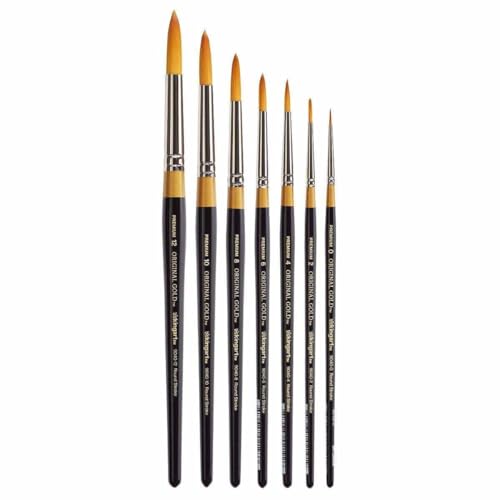 KINGART Original Gold 9040 Serie 7 pcs Pinceles de Dibujo Redondo Set Multimedios Sintético Golden Taklon Mango Corto miniatura 2