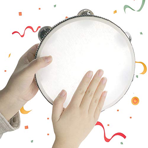 Twdrer 2 Pack Wood Handheld Headless Tambourine Drum with Metal Jingle Bells,6 Inch and 8 Inch,Percussion Gift Musical Educational Instrument Toy for Kids Party KTV Dancing Games - Thumbnail 5