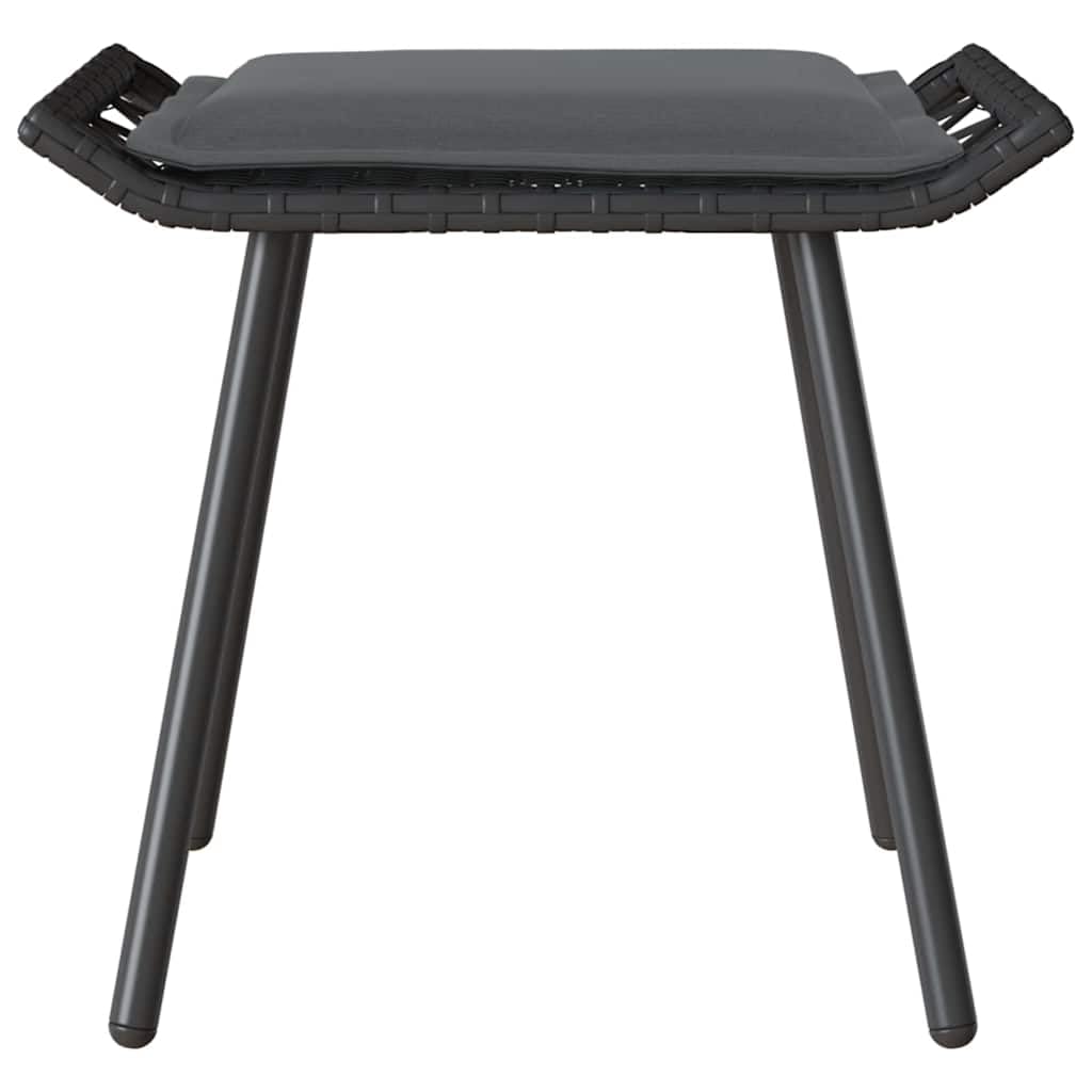 vidaXL Sillas de jardín 2 pcs Negras de polirratán, Resistentes a UV, con Asientos cómodos y texturizados. Diseño Moderno para taburetes Simples de Metal, Ideales para tu terraza.