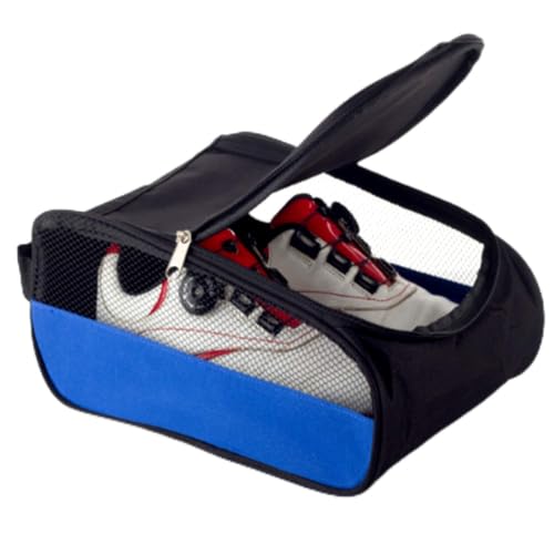 Getfitsoo Outdoor Golf Shoes Bags Travel Mesh Zippered Sport Shoe Bag Blue