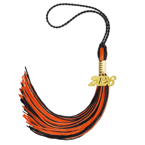 2026 Tassel Graduation Graduation Tassel 2026 Graduate Cap Tassels with Gold 2026 Charm for Graduations Cap Graduations Party Ceremonies Black and Orange