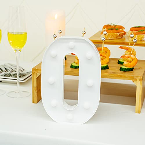 Image of Restaurantware Illumify 5.8 x 1.2 x 8.7 Inch Light Up Letter 1 Durable Marquee LED Light - Letter O Touchproof White Plastic Party Light Keyhole Slot For Parties Weddings Or Special Events