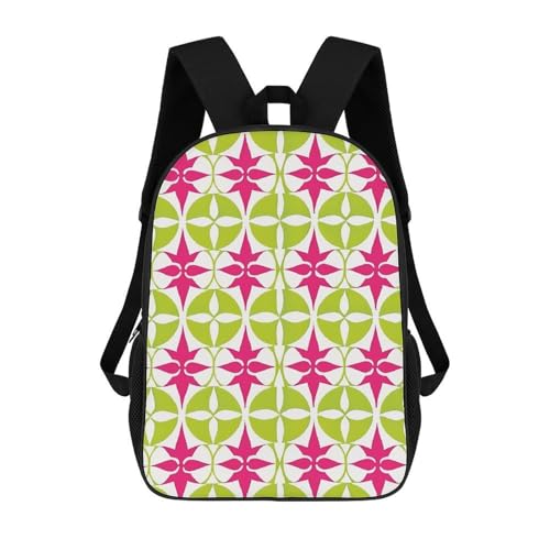 Lime Green And Peach Backpack - Durable 600D Polyester, 17 Inch Backpack with Ergonomic Adjustable Straps, Lightweight Travel Bag for Men & Women