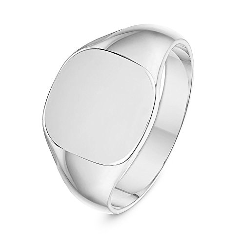 LANDA JEWEL Unisex Sterling Silver Cushion or Oval Shape Heavy Weight Polished Signet Ring