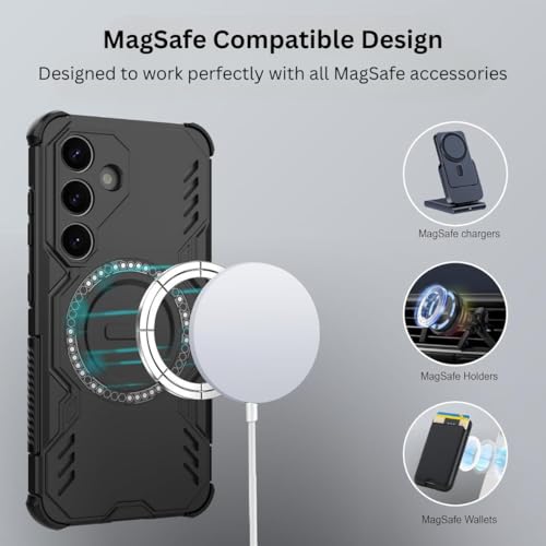 Image of Back Cover Case for Samsung Galaxy S25 FE 5G | 360 Protection Mobile Phone Case | Mag-Safe | Camera Protection | Samsung Galaxy S 25 FE Back Cover | Samsung Galaxy S25FE 5+G - Black TPU+PC