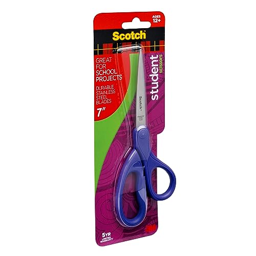 Scotch Student Scissors, 7-Inch - Blue, Green, or Purple, Colors May Vary (1407S-MIX) - image 6