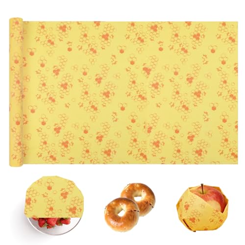 Toallitas de cera de abejas, paños de cera de abejas para alimentos, reutilizables, retienen la humedad, para pan, frutas, verduras y más, 100 x 33 cm