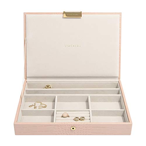 Preisvergleich Produktbild Stackers Rosa Krokodil Strukturiert Klassisch Schmuckschatulle Deckel