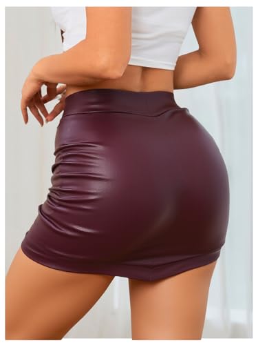 Women's Ruched Bodycon Mini Skirt High Waisted Asymmetrical Hem Going Out Skirts2