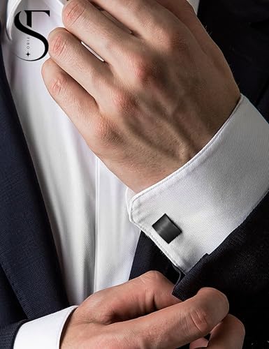 FIBO STEEL Stainless Steel Cufflinks for Men Tuxedo Cufflinks and Studs for Wedding, Business, Formal Events Classic Custom Cuff Links for Men4
