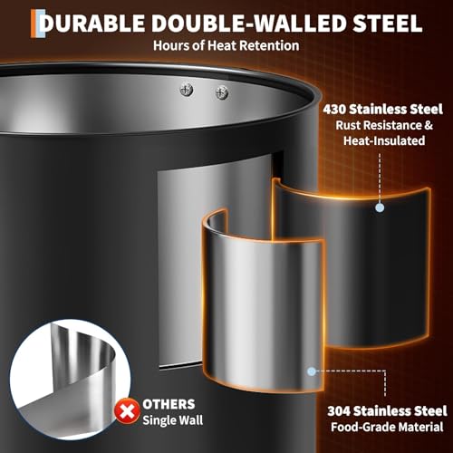 Image of 12L Commercial Coffee Urn - Large Stainless Steel Electric Coffee Maker & Hot Water Dispenser - Double-Wall Insulated Percolator for Parties, Catering, Weddings, and Events - Keeps Coffee and Drinks h