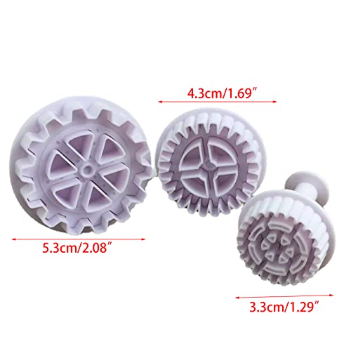 Set 3 moldes cortadores con forma de engranaje miniatura 6
