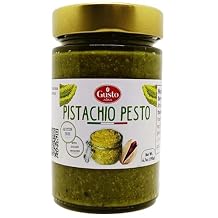 GUSTO ETNA Sicilian Pistachio Pesto, Paste, Unsweetened, 6.7 oz 190g, Salty Pistachio Pesto, Great as toppoing or Pasta sauce, Made in Bronte Siciliy, Product of Italy, Non GMO
