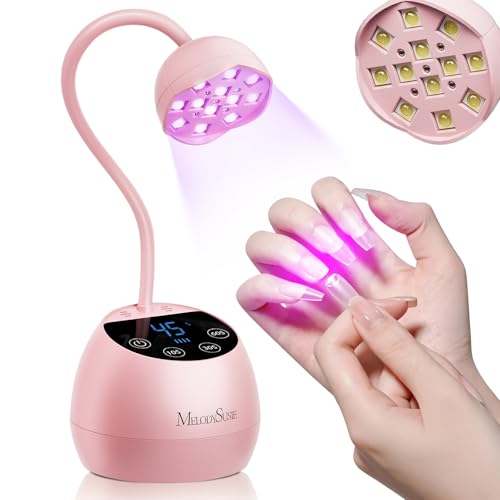 Image of MelodySusie Gooseneck Cordless UV Nail Lamp P-ArtM2 Light for Nail Tips | 360Angle,Rechargeable Fast Curing,4 Timers Cures,12W,1500mAh,Rhinestone Glue,Cat Eye,Solid Nail Glue Gel,for DIY at Home