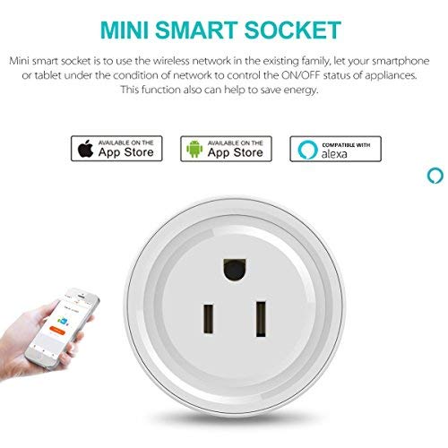 RtTech Smart Plug Wi-Fi Outlet Socket Wireless Compatible with Alexa & Google Home, No Hub Required, Remote Control Switch On/Off Your Devices from Smartphone or Tablet Anywhere, Timing Function (4)