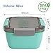 Freshmage 52-oz Lunch Container To Go - Salad Bowl With 3 Compartments and Dressing Container for Toppings, Snacks - for Men, Women (Green)