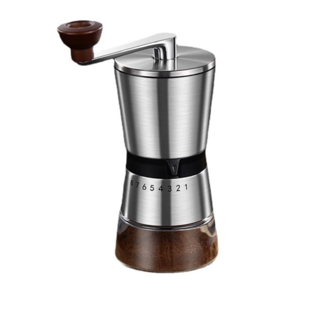 Molinillo de café,Molinillo de café Manual, Molinillo de café Manual con 8 configuraciones de Grosor Ajustables Molinillo de café con manivela y muelas de cerámica