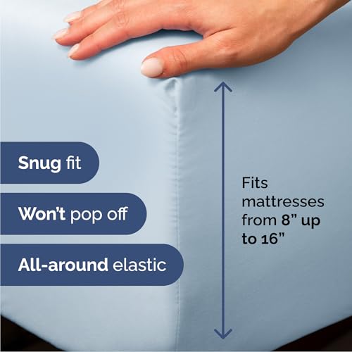 Image of Cal King 6 Piece Bed Sheet Set - Breathable & Cooling Sheets - Sky Blue | Ultra-Soft Hotel Luxury Bedding Set with 8-16 Inch Deep Pockets, 1 Flat & 1 Fitted Sheet & 4 Pillowcases, Wrinkle & Fade Free