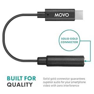 Movo Female 3.5mm TRRS Microphone Adapter Cable to USB-C Connector Dongle Compatible with Apple iPhone 15/16/17 and up, iPad Smartphones and Tablets - Optimized for Microphones/Pro Audio