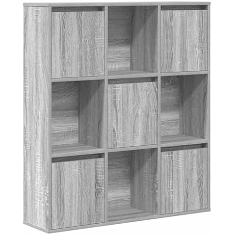 vidaXL Grey Sonoma Bookcase with Ample Storage Cover