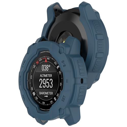 KUTEWEU Funda para Garmin Instinct 3 Cover, Anti-rasguños de Silicona Carcasa Protectora de Pantalla Case Protector para Garmin Instinct 3 Smartwatch (2 Piezas Azul, Instinct3 50mm)