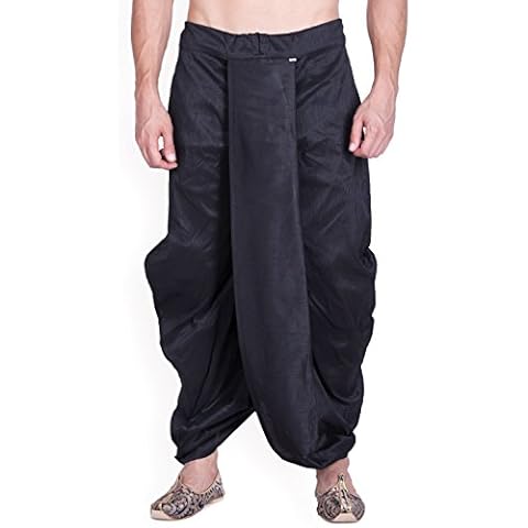 Royal Kurta Men's Silk Blend Solid Dhoti (Black) Cover