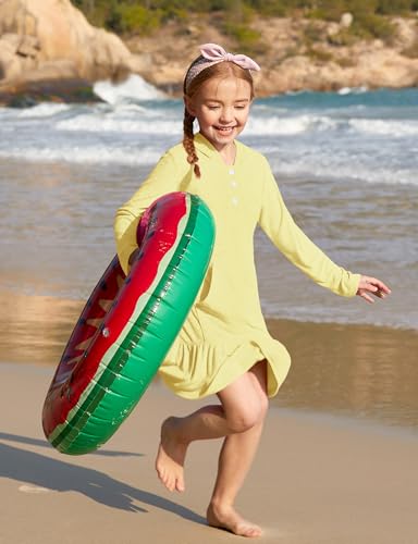 BesserBay Girls Summer Long Sleeve Coverups Button Down Terry Quickly Dry Ruffle Hem with Hood Cover Up 4-14 Years4
