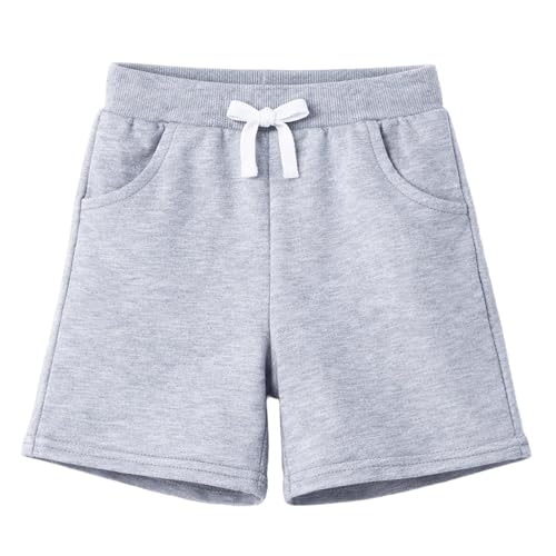 Image of HILEELANG Boys Sweat Shorts 3 Pack, French Terry Cotton Pull On Shorts with Pockets for Toddler Little Boys 2-7Y