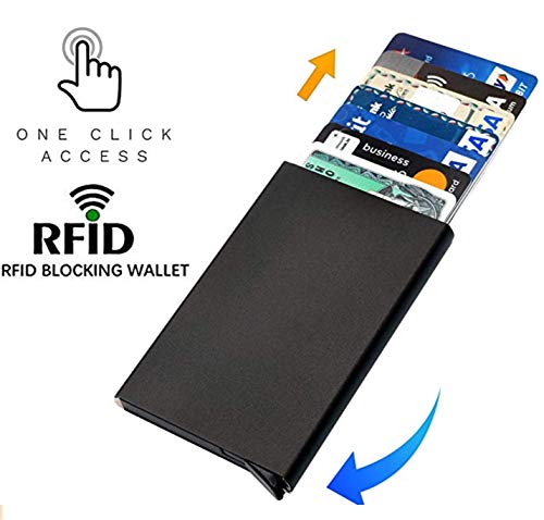 VOGARD Men's Aluminium Metal RFID Protected Smart Pop Up Wallet | 7 Card Slots (06 Black)… 6 41u48FJ0Q2L