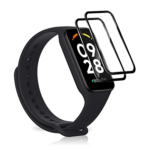 Niboow Protection écran Compatible avec Xiaomi Redmi Smart Band 2 [2 Pièces], 3D Couverture Complète Film Protection, Clair Résistant Anti Rayures Film Protection pour Xiaomi Redmi Smart Band 2 Cover