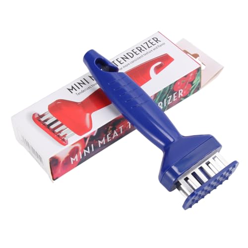 GRIRIW Stainless Steel Meat Loosening Machine with Cover Widen Tenderizer for Steak Pork and Chicken Kitchen Props with Comfortable Plastic Handle for Home and Shop Use Blue