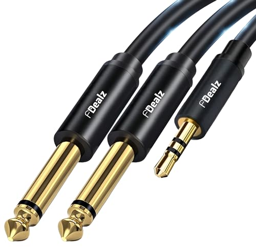 Image of [ 1.5 Meter ] 3.5mm to 2 x Mono 6.35mm Splitter Cable ; 3.5mm 1 /8 inch TRS to Dual 6.35mm 1 /4 inch TS Mono Stereo Y-Cable Splitter Cord for Smartphone, Computer, CD Player, Speakers