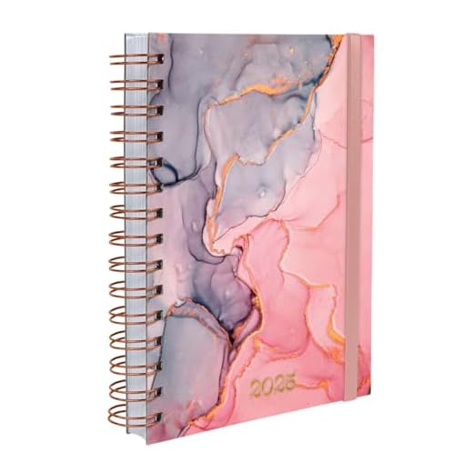 Agenda Capa Dura 2024 Plus Cores Mármore Rosa E Cinza