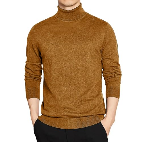 2024 Men's Fashionable Warm Pullover Solid Color Turtleneck Sweater Black Knitwear4