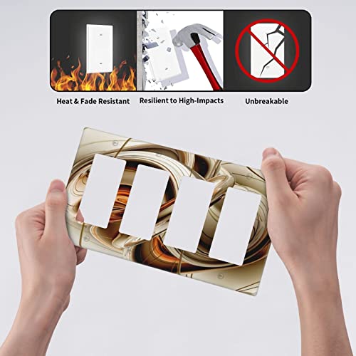 Image of Abstract Orange Rocker Light Switch Cover Decorative Quad Decorator Wall Plate 4 Gang Switch Plate Covers Electrical Faceplate 4.50 x 8.0 Inch