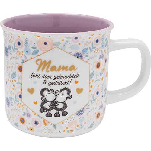 Sheepworld Tasse mit Spruch 'Gedrückt Mama' | Kaffeetasse, Porzellan, 40 cl, Geschenkbox, Lila | Geschenk Mama, Muttertag, Weihnachten, Geburtstag | 47390