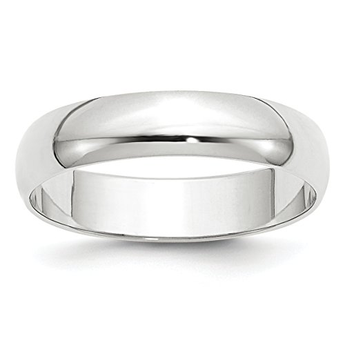 Solid 10k White Gold 5 mm Rounded Wedding Band Ring