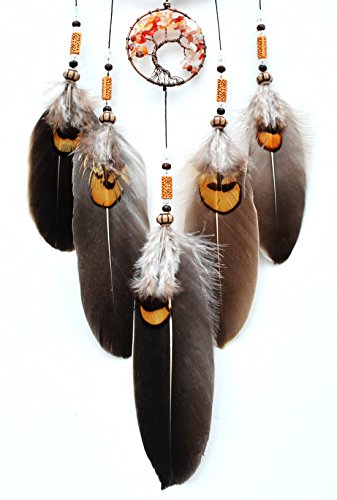 Urdeoms Tree Of Life Dream Catchers For Girls Boho Dream Catcher Wall Decor For Bedroom Adult Crystal Red Agate Healing Stone Hanging Ornament Decoration Cute Room Decor 18" Length(No.17) #TOP1