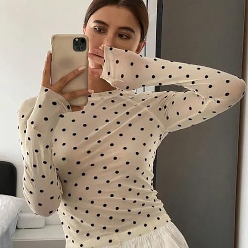 Floral Mesh Top for Women Crew Neck Long Sleeve See Through Tee Shirts Fitted Sexy Going Out Tops2