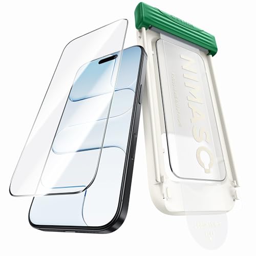 NIMASO para Protector Pantalla iPhone Air Cobertura Total 6.5 Pulgadas, Sin Burbujas Sin Polvo, Bordes Curvos 3D Dureza 9H Vidrio Templado, Grado Militar Antifracturas, con Rodillo, 1 Paquete