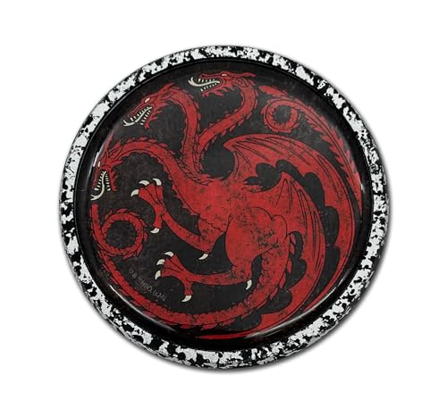 Elektroplate Officially Licensed Game of Thrones House Targaryen Sigil Round Distressed All Metal Chrome Emblem for Cars Trucks and All Auto | Universal Fit at 3.5 Diameter | Weatherproof
