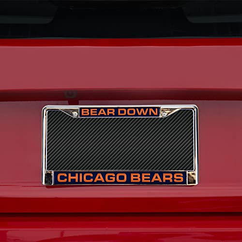 Marco cromado para placa de coche de los Chicago Bears con diseño láser 2