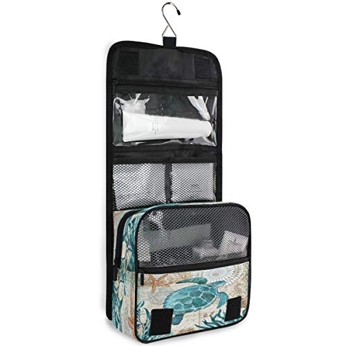 Sea Turtle Retro Map Hanging Toiletry Bag Ocean Nautical Makeup Bag Travel Cosmetic Bag Pouch Waterproof Accessories… - Image 5
