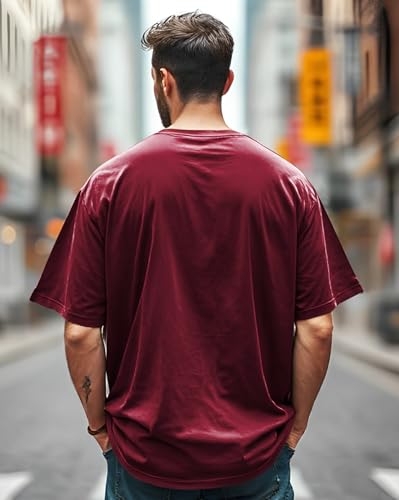 Image of AUSK Mens Loose Fit Oversized Printed Cotton T-Shirts Half Sleeve Drop Shoulder Men Tshirt