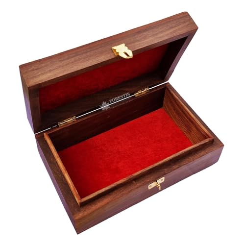 Image of Exquisitely Hand Brass-Filled Wooden OM Box for Good Luck| Jewellery Box (6X4 Inches, Crown)