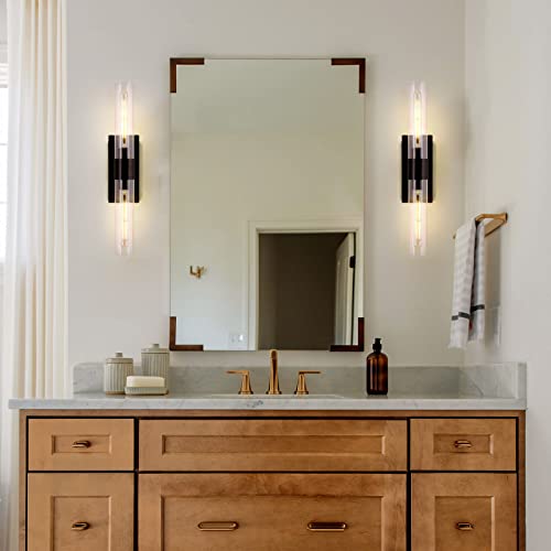 Black Wall Sconces Set Of Two, Bathroom Vanity Wall Sconces, 22.8" Sconces Wall Lighting, 2-Light Wall Mounted Sconces, Indoor Wall Sconces For Bathroom, Living Room, Bedroom, Vanity, Staircase - Image 5