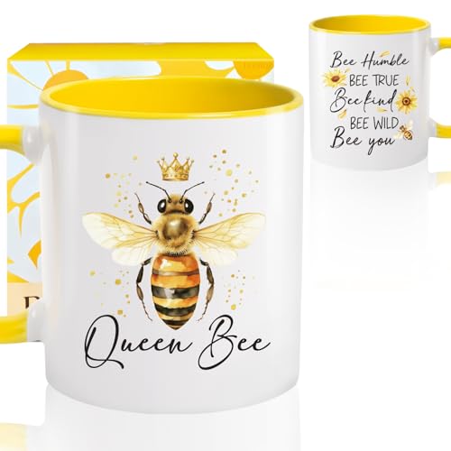 Queen Bee Coffee Mug Gifts for Women bees Lovers, Bee-humble bee Kind mug, Beekeeper Farmer Mugs Gift for Mom, Birthday Christmas Mother 's Day mugs gifts for woman Friendship Wife Girlfriend BFF-58
