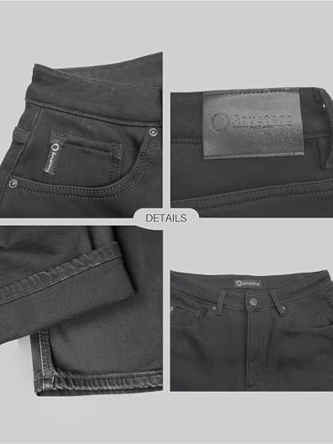 Blukraf Men's Relaxed Fit Jeans, Stretch Tapered Athletic Comfort Denim (Lightly Fleece Lined for Transitional Weather)(US, Waist, 36, Regular, Dark Gray)